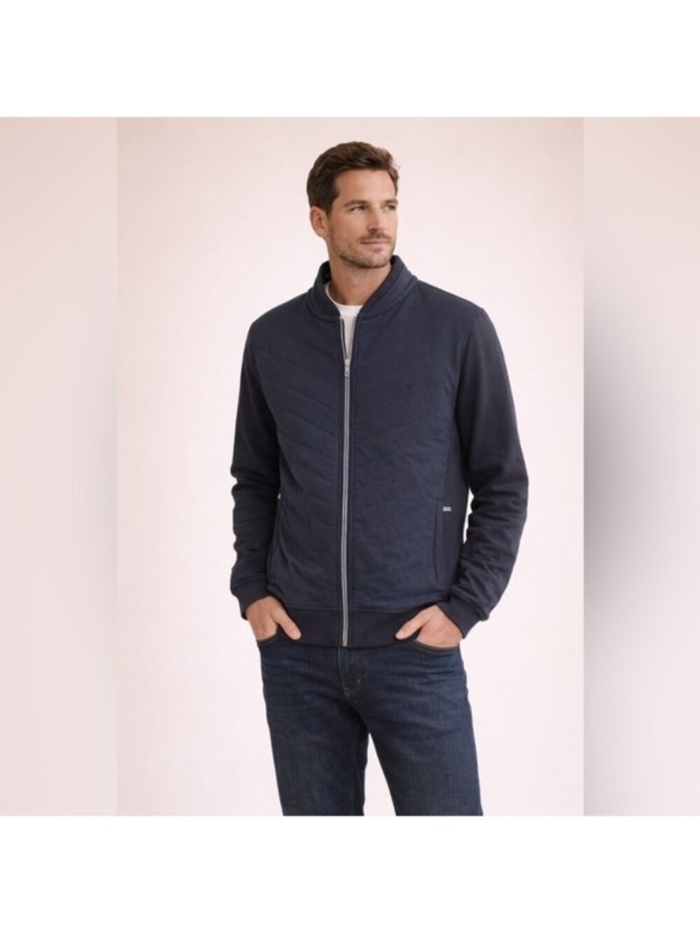 Fynch-Hatton Quilted Zip Jacket – Navy – L